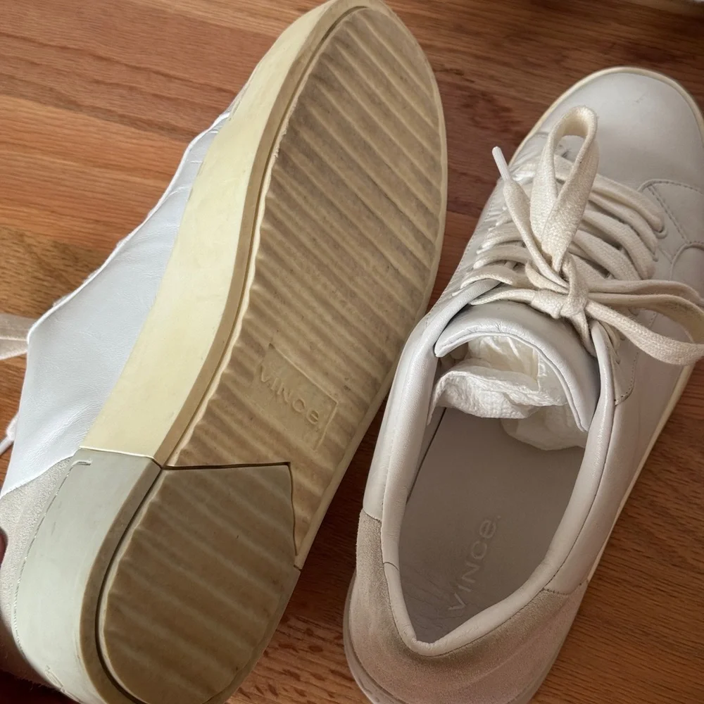 Vince Benfield Offwhite Leather‎ Platform Sneakers Size 6.5